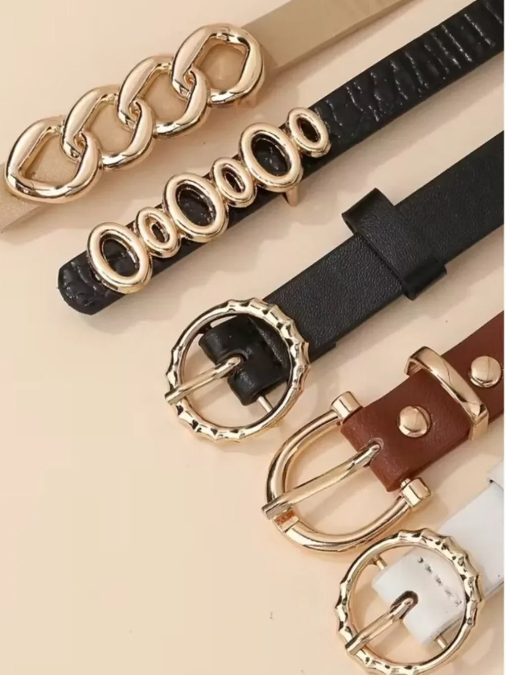 NWT Classic Faux Leather Belts Gold Hardware Neutrals Assorted 5 Styles